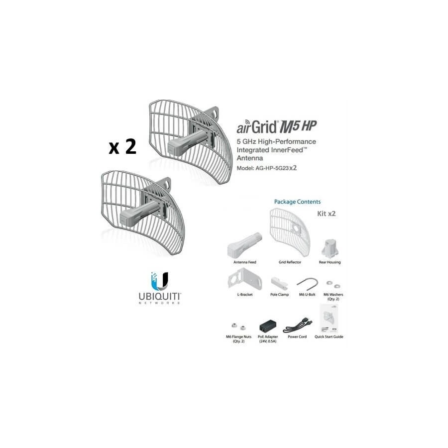 UBIQUITI AirGrid M5 AG-HP-5G23x2 2 units - CPE access point outdoor POE 5GHz 23dBi