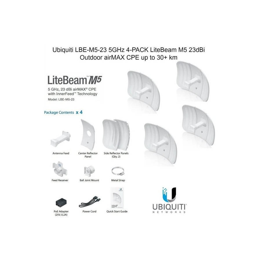 Ubiquiti LiteBeam LBE-5AC-23 X4 UNITS - CPE access point outdoor POE 5GHz AC 23dBi