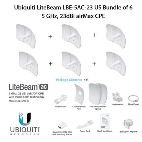 Ubiquiti LiteBeam LBE-5AC-23 X6 UNITS - CPE access point outdoor POE 5GHz AC 23dBi