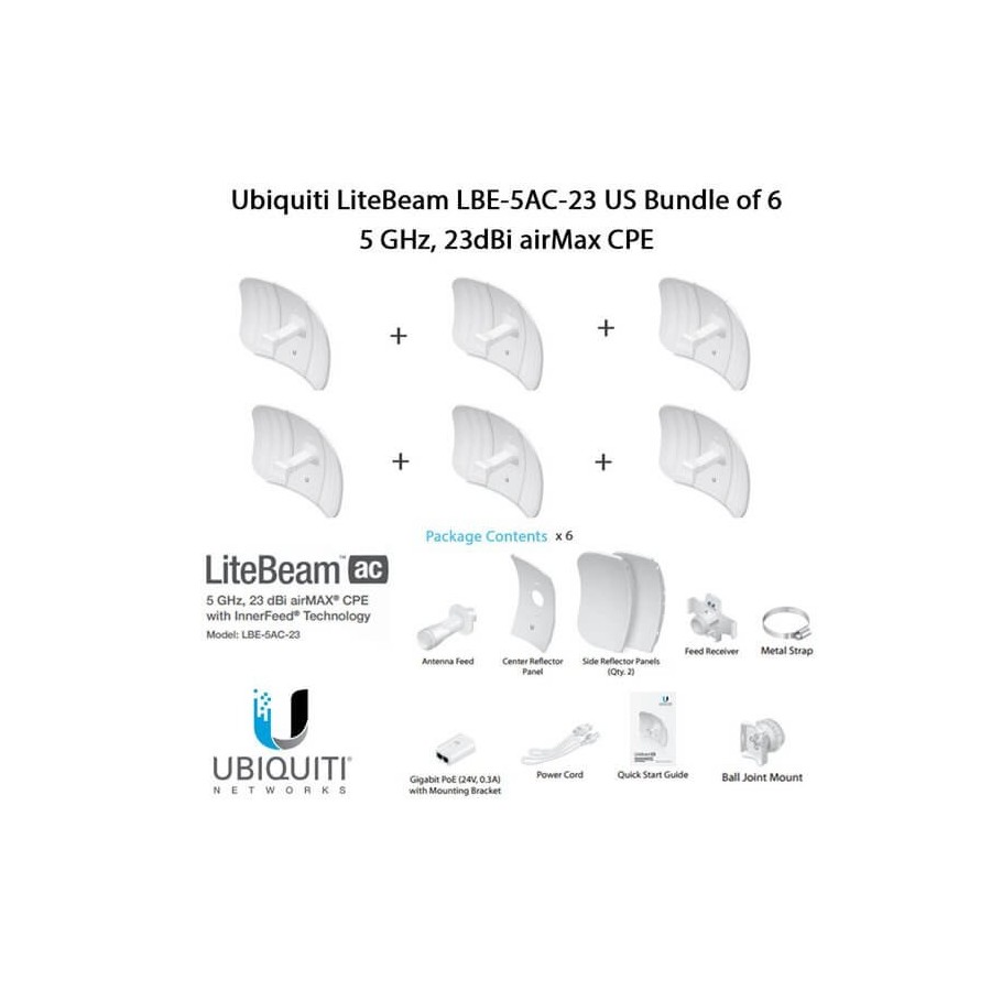 Ubiquiti LiteBeam LBE-5AC-23 X6 UNITS - CPE access point outdoor POE 5GHz AC 23dBi