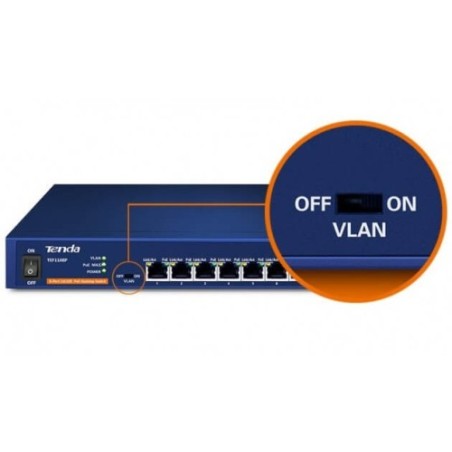 TENDA NT-TEF1108P Switch 8 Porte PoE IEEE 802.3af/at staffe rack 123W