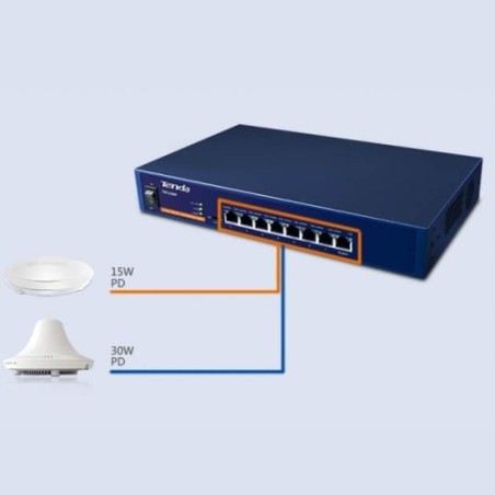 TENDA NT-TEF1108P Switch 8 Porte PoE IEEE 802.3af/at staffe rack 123W