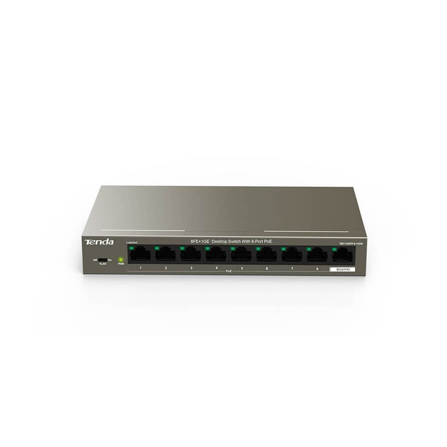 TENDA Switch 8FE+1GE Desktop Switch With 8-Port PoE  TEF1109TP102W