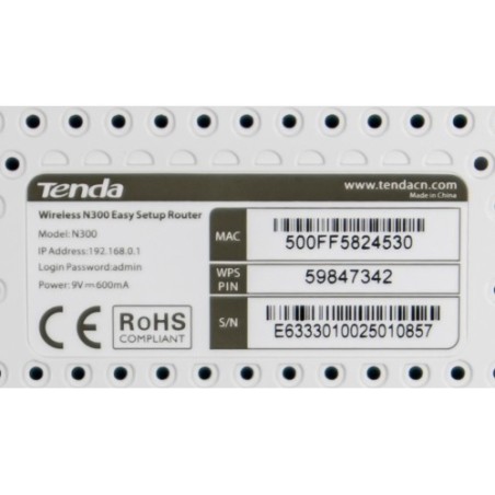 TENDA N300 router wireless 2.4 GHz, 300 Mb/s, 2T3R for ISP