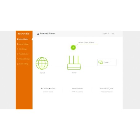 TENDA N300 router wireless 2.4 GHz, 300 Mb/s, 2T3R for ISP