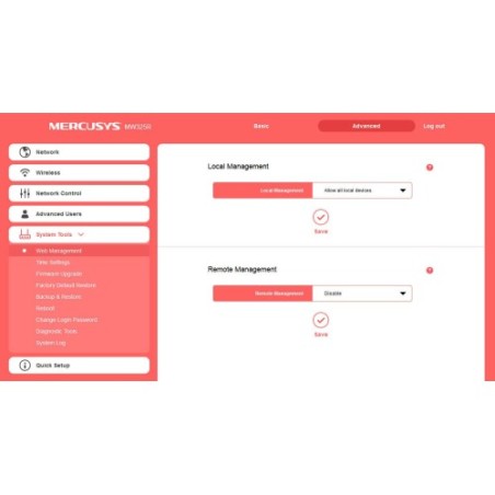 Mercusys MW325R wireless router 300Mb/s 2.4GHz 2T4R 4x FE