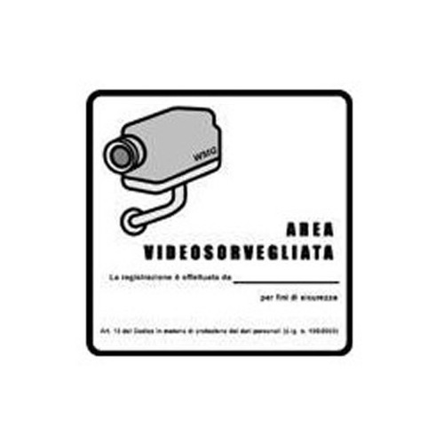 Adesivo obbligatorio per aree videosorvegliate - ADESIVO AREA VIDEOSORVEGLIATA PVC