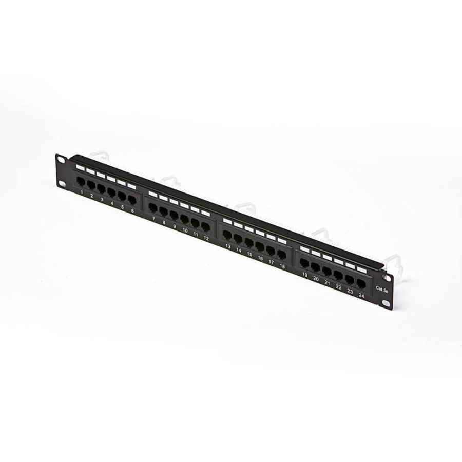 PANNELLO PATCH 24 PORTE RJ45 U/UTP CAT. 5e PER RACK 19"