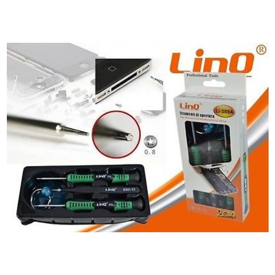KIT DI ATTREZZI STRUMENTI PER RIPARAZIONE IPHONE 3 4 4S 5 5S 5C 6 6 plus LINQ Li-289A
