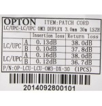PatchCord multimodale LC-LC 50/125um OM3 MM duplex 30m OPTON - OP-LCU-LCU-OM3-DX-30