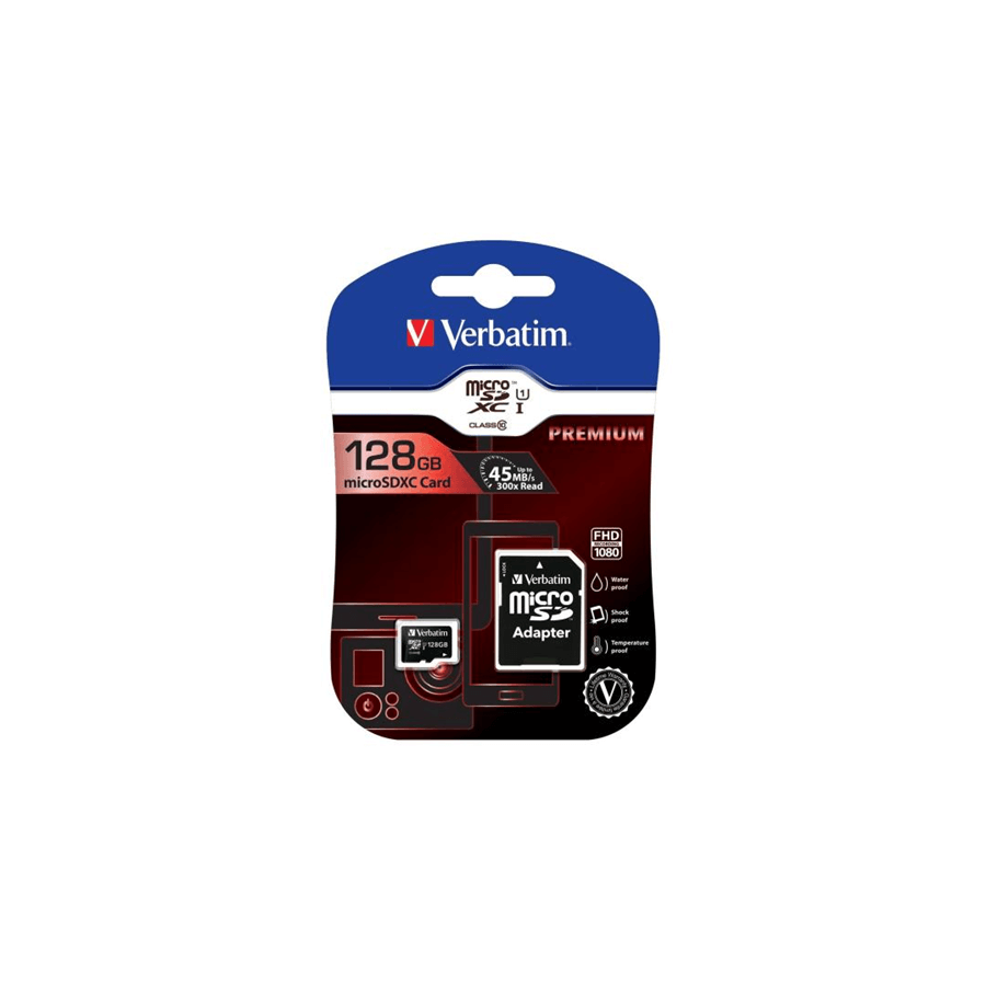 MEMORY CARD MICROSD VERBATIM 128GB C10 44085 CON ADATTATORE SD