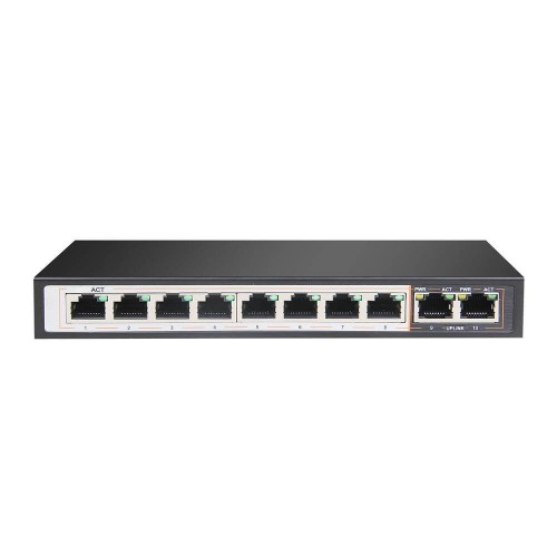 Extralink PERSES | Switch PoE | 8x Gigabit PoE/PoE+, 2x RJ45 Uplink Gigabit, 96W EX.14312