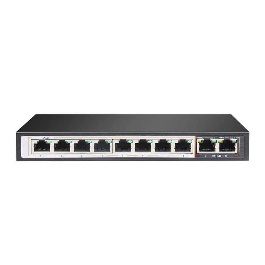 Extralink PERSES | Switch PoE | 8x Gigabit PoE/PoE+, 2x RJ45 Uplink Gigabit, 96W EX.14312