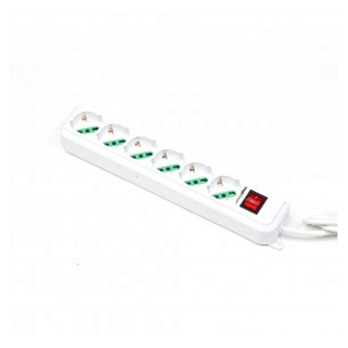 MACHPOWER MULTIPRESA 6 POSTI SCHUKO/BIPASSO CON INTERRUTTORE - SPINA ITA 16A MP-SL3006