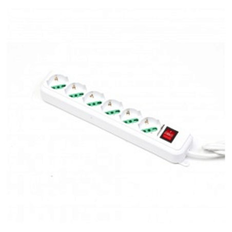 MACHPOWER MULTIPRESA 6 POSTI SCHUKO/BIPASSO CON INTERRUTTORE - SPINA ITA 16A MP-SL3006