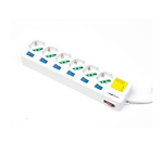 MACHPOWER MULTIPRESA 6 POSTI SCHUKO/BIPASSO CON INTERRUTTORI DEDICATI E GENERALE - SPINA ITA MP-3060