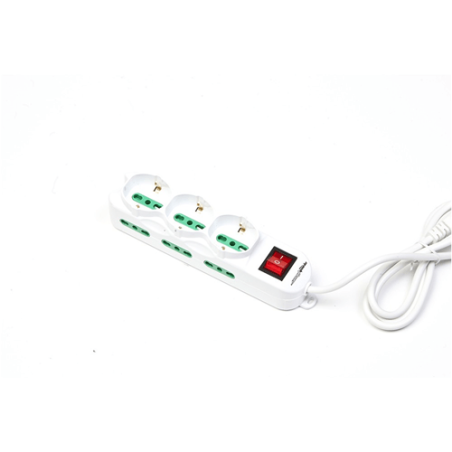 MACHPOWER MULTIPRESA 9 POSTI, 3 SCHUKO/BIPASSO E 6 BIPASSO CON INTERRUTTORE - SPINA ITA MP-3077