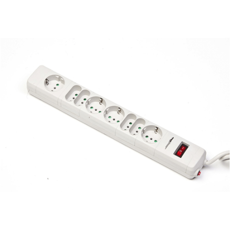 MACHPOWER MULTIPRESA 8 POSTI, 4 SCHUKO/BIPASSO E 4 BIPASSO CON INTERRUTTORE - SPINA ITA MP-3080