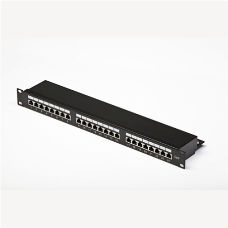 PATCH PANEL UTP CAT6 24 PORTE RJ45, PER RACK 19", BLACK