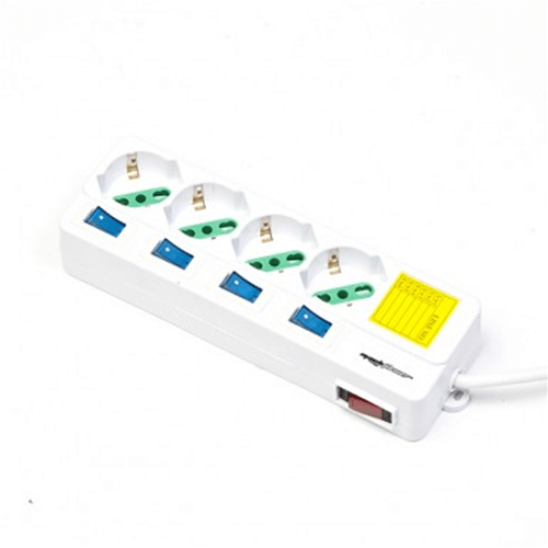 MACHPOWER MULTIPRESA 4 POSTI SCHUKO/BIPASSO CON INTERRUTTORI DEDICATI E GENERALE  MP-3058