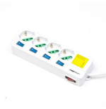 MACHPOWER MULTIPRESA 4 POSTI SCHUKO/BIPASSO CON INTERRUTTORI DEDICATI E GENERALE  MP-3058