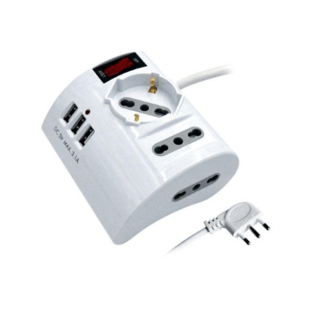 MULTIPRESA DA TAVOLO 3 POSTI + 3 USB CON PULSANTE ON/OFF MEDIACOM +ENERGIA M-PM3DKUSB