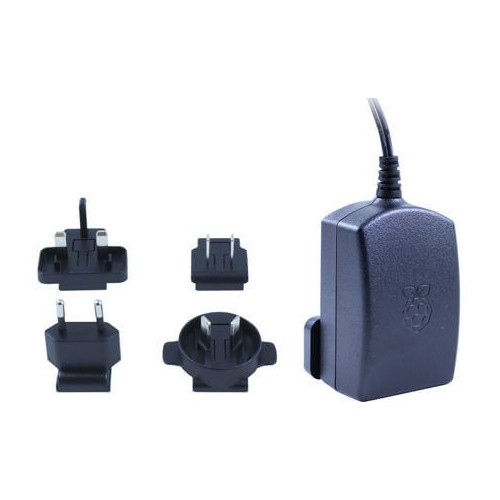5.1 V dc, 2.5 A Alimentatore ufficiale Raspberry Pi 3 nero