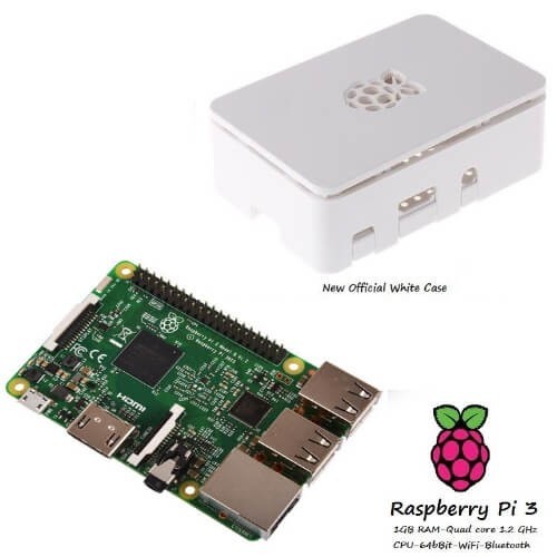 Kit (03) Raspberry Pi 3 Model B (1GB) + Contenitore Case Bianco Kit