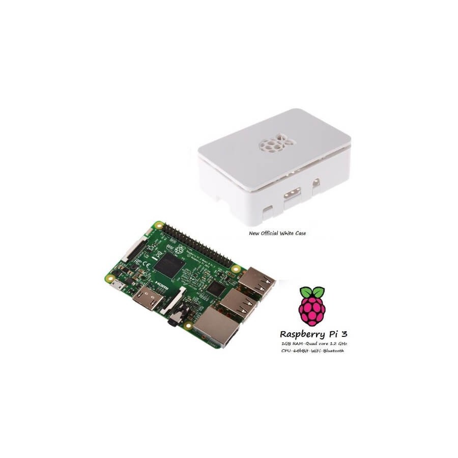 Kit (03) Raspberry Pi 3 Model B (1GB) + Contenitore Case Bianco Kit