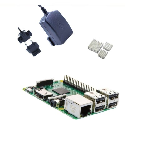 Raspberry Pi 3 Kit Black (E02) con Alimentatore Ufficiale e Dissipatori