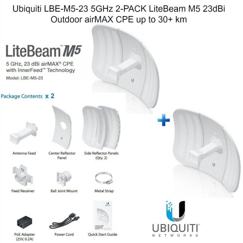 Ubiquiti LiteBeam M5 LBE-M5-23 - 2x PACK, CPE access point outdoor POE 5GHz 23dBi
