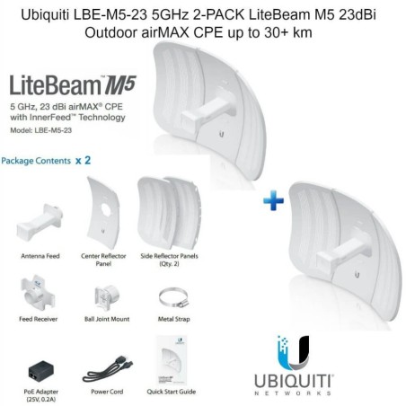 Ubiquiti LiteBeam M5 LBE-M5-23 - 2x PACK, CPE access point outdoor POE 5GHz 23dBi