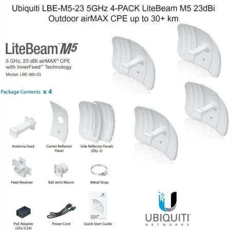 Ubiquiti LiteBeam M5 LBE-M5-23 - 4x PACK,CPE access point outdoor POE 5GHz 23dBi