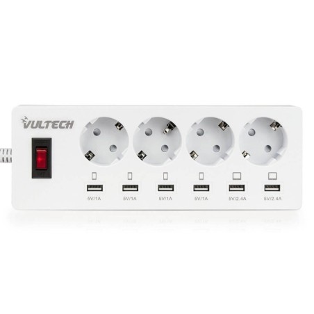VULTECH MULTIPRESA CON 4 POSTI DI PRESE ELETTRICHE SCHUKO E 6 USB PORTE DI RICARIA MU-04