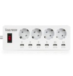 VULTECH MULTIPRESA CON 4 POSTI DI PRESE ELETTRICHE SCHUKO E 6 USB PORTE DI RICARIA MU-04