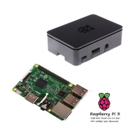 Raspberry Pi 3 Model B (1GB) + Contenitore Case nero Kit (E09)
