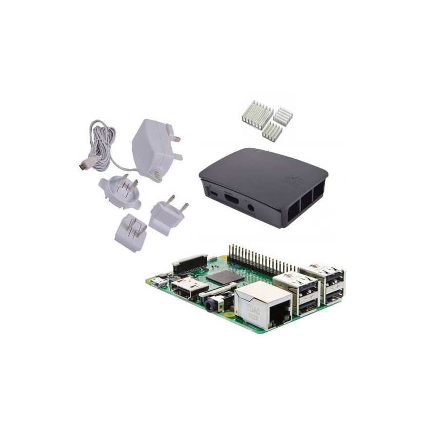 Raspberry Pi 3 Starter Kit con Alimentatore, Case e Dissipatori (E00.1)