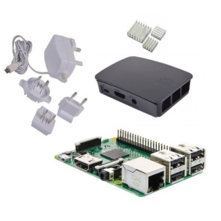 Raspberry Pi 3 Starter Kit con Alimentatore, Case e Dissipatori (E00.1)