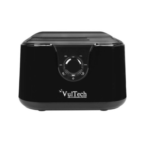 VULTECH DOCKING STATION USB 3.0 - SUPPORTA 2 HDD SATA - TASTO CLONE - COLORE NERO - DK-USB3N