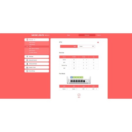 Mercusys MW305R router 300 Mb/s, 2.4GHz, 2T2R, 5x FE