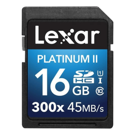 LEXAR MEMORY CARD SD 16GB C10 PLATINUM II 300X