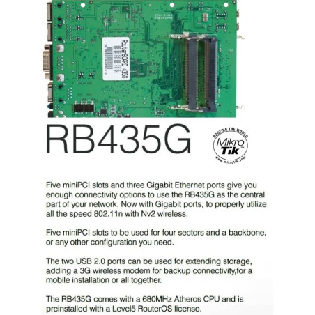 MIKROTIK ROUTERBOARD  RB435G, 3xLAN, 5xmPCI, RouterOS Lv.5