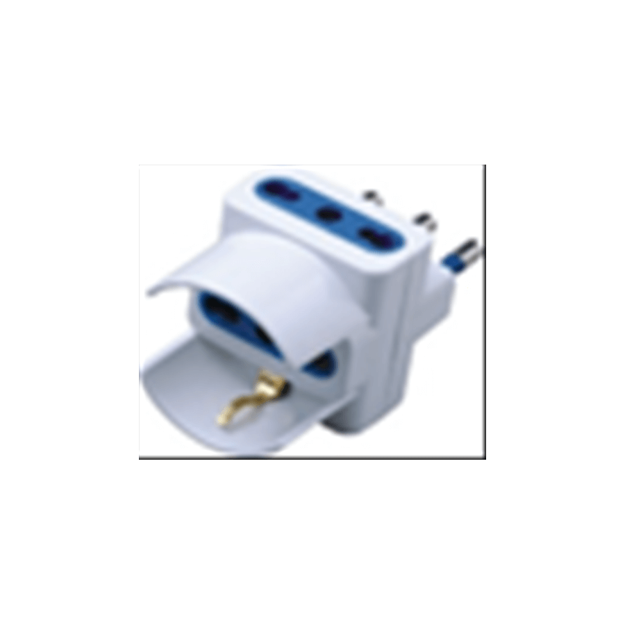 MACH POWER ADATTATORE TRIPLO SPINA 10A - 2 PRESE 10/16A E 1 PRESA SCHUKO BIANCA