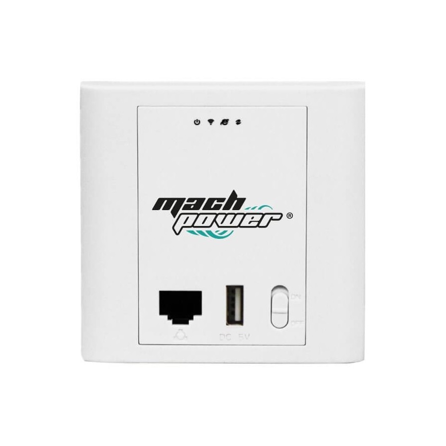 MACH POWER IN-WALL ACCESS POINT 802.11N 2,4GHZ, 300MBPS, POE 24V, 2*WAN/LAN PORT, 1*USB2,0 5V/1A PORT, 15DBI ANTENNA, AC CONTROL