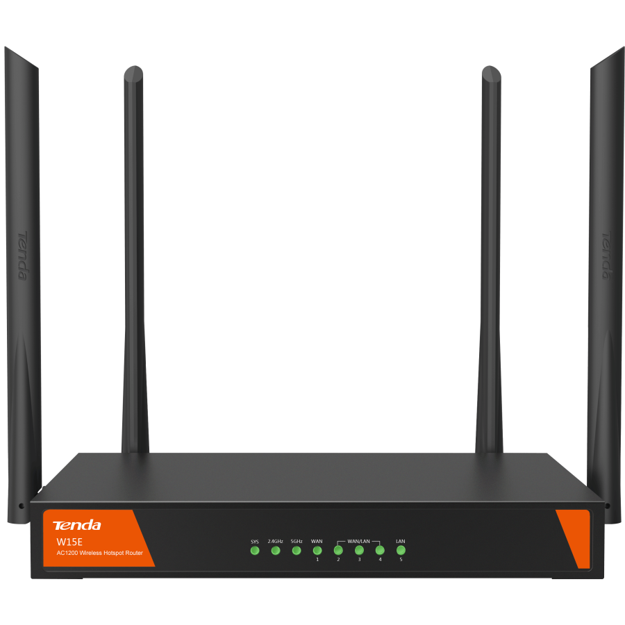 Tenda W15E 1200Mbps Smart Gigabit Wireless WiFi Router Hotspot Router 11ac 2.4G/5GHz Wi-Fi Repeater for Office / Internet cafe