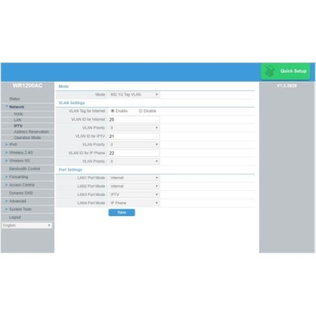 UPLINK WR1200AC WIRELESS DUAL-BAND AC ROUTER, 1200 MB/S, 5X GE