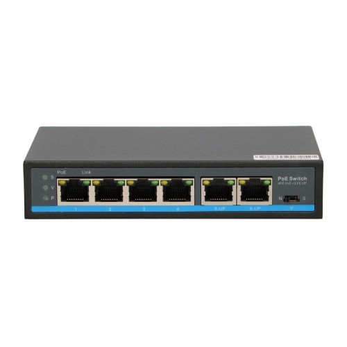 EXTRALINK PALLAS V2 EX-SF1005P 4 PORT POE SWITCH + 2X UPLINK RJ45 65W 250M POE LONG RANGE EX-12714