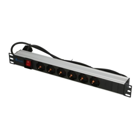 EXTRALINK 19" 1U 6 SOCKET EU TYPE POWER PDU WITH SWITCH PDU 6-EU EX-8703
