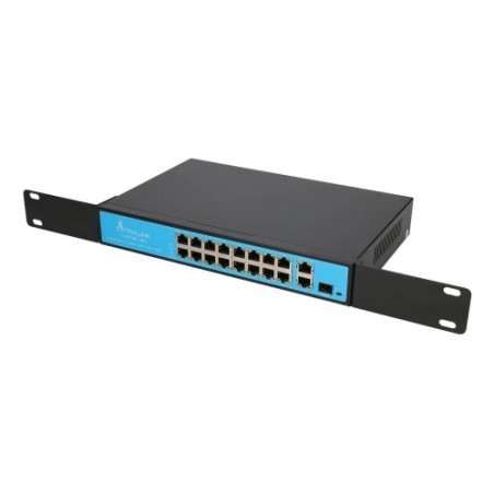 EXTRALINK VIRTUS VER.2 16XFE, 2XGE, 1XSFP, 16XPOE, 250M POE, FAST ETHERNET UNMANAGED 802.3AF/AT POE SWITCH, POWER SUPPLY 150W E