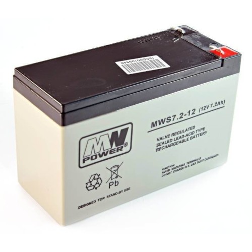 Batteria Ermetica Ricaricabile al Piombo MW POWER  12V Volt 7.5Ah 7,2 Ah 7 Ah - MWS 7,2-12  LONG LIFE